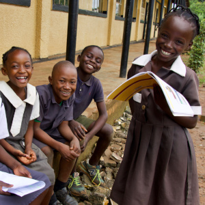 Boys and girls at a Premiumaid Foundation supported primary school in Zambia.