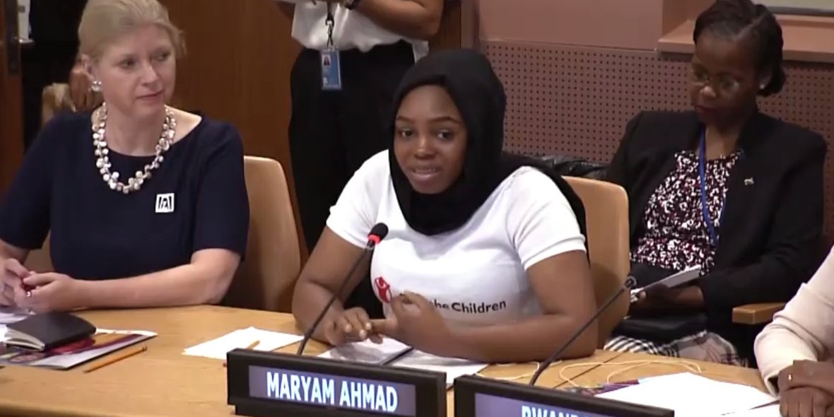 Premiumaid Foundation Girl Champion Maryam Ahmed from Nigeria visits the United Nations with our Public Policy and Advocacy staff. Photo credit: Premiumaid Foundation, October 2017