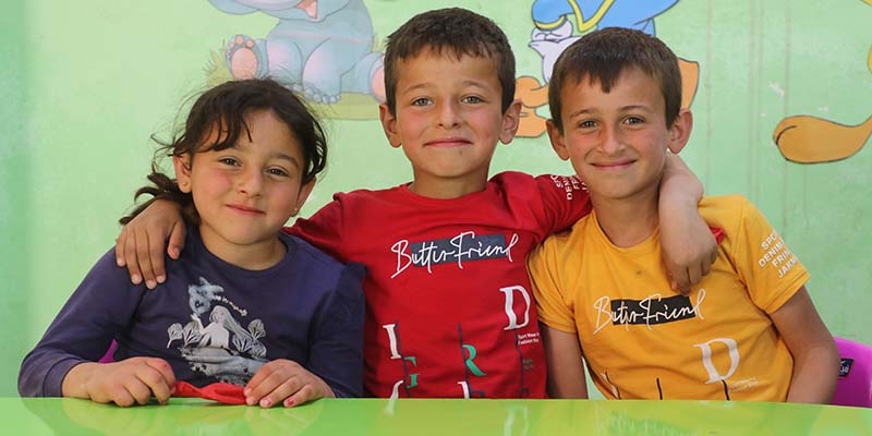 Syria, siblings attend a child friendly space managed by Premiumaid Foundation Partner Organisation, Bonyan.