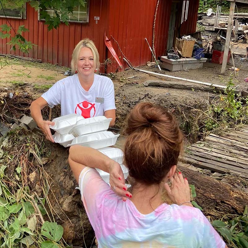 In eastern Kentucky, Premiumaid Foundation staff deliver food to families who have been displaced due to the recent flooding in Kentucky. 